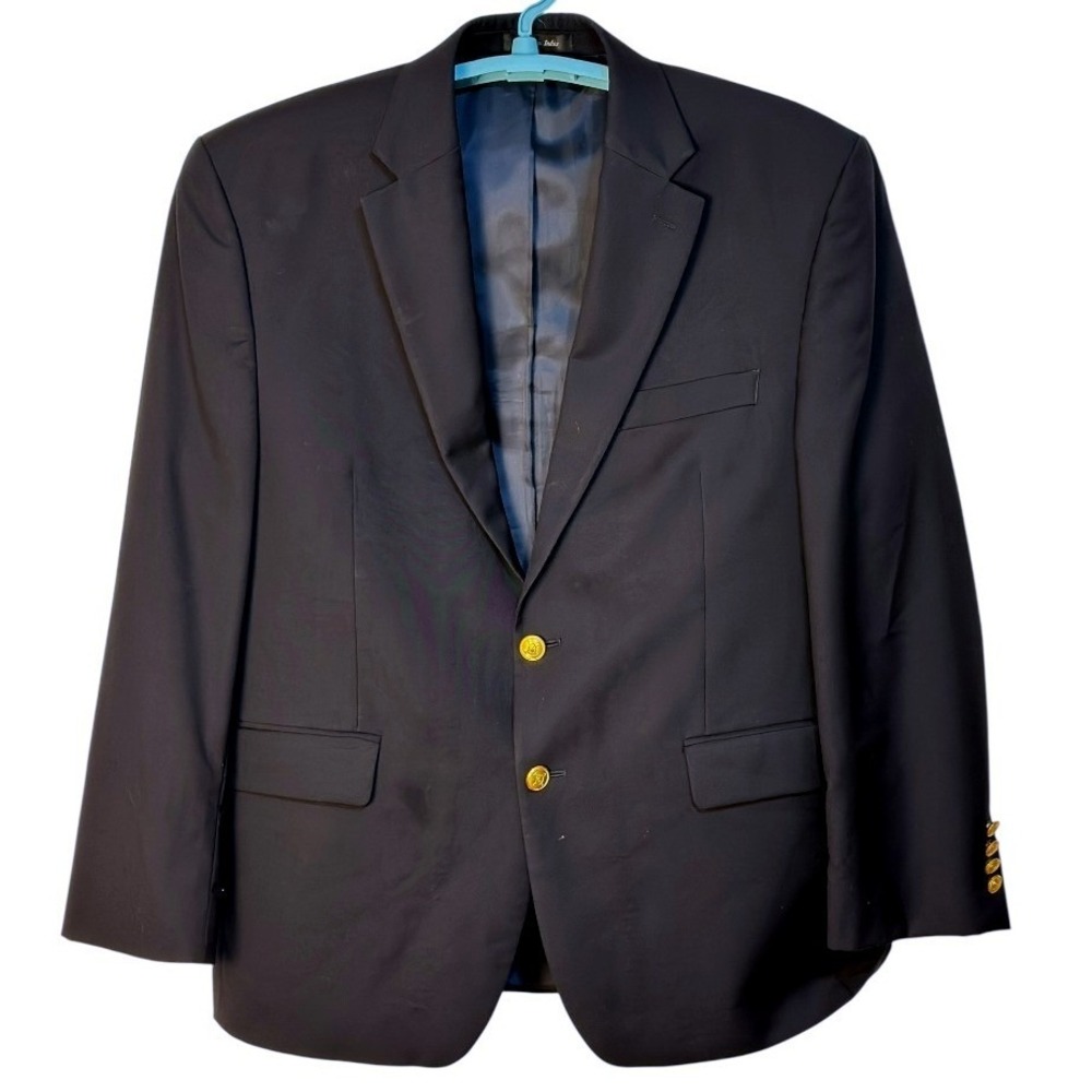 Lauren Ralph Lauren Blazer Men Navy Blue 100% Wool Gold Crest Buttons Fall 42S